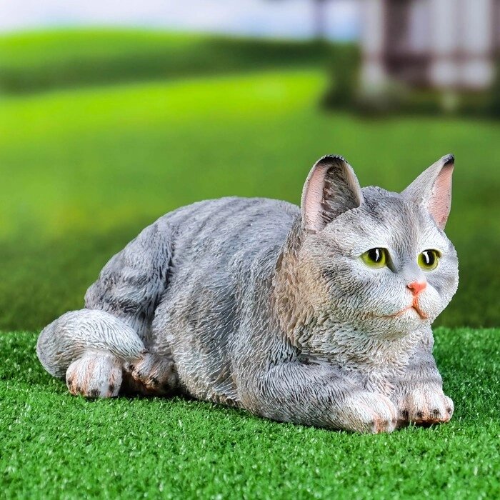 Садовая фигура "Кот" серый, 25x12x9см от компании Интернет-гипермаркет «MOLL» - фото 1