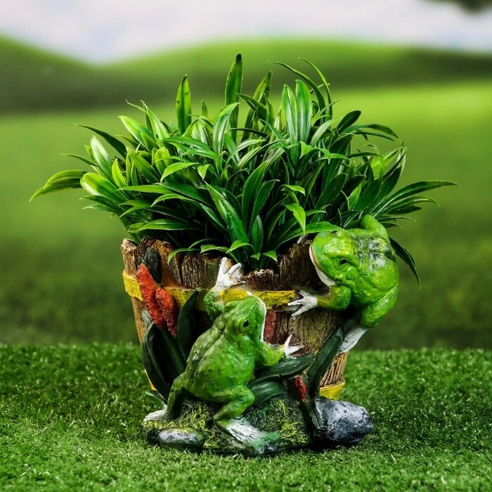 Садовая фигура "Лягушата на кадке" 18х15х12см от компании Интернет-гипермаркет «MOLL» - фото 1
