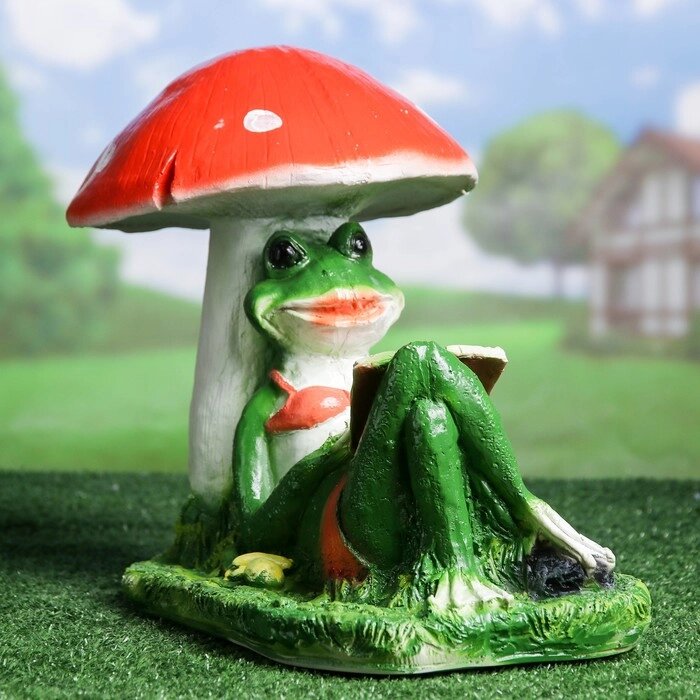 Садовая фигура "Лягушка под грибом с книжкой" 25*45*35 см от компании Интернет-гипермаркет «MOLL» - фото 1
