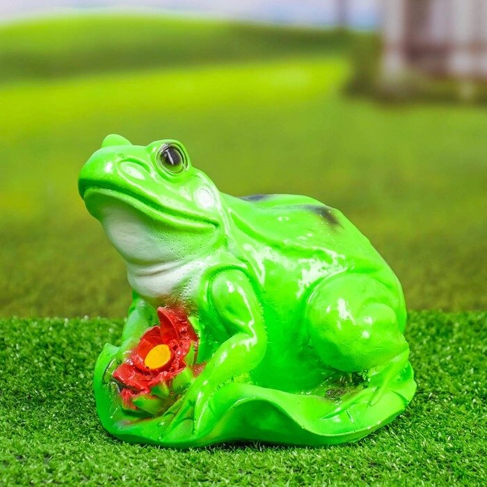Садовая фигура "Лягушка с лотосом" малая 18х18см МИКС от компании Интернет-гипермаркет «MOLL» - фото 1