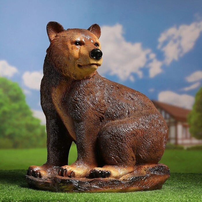 Садовая фигура "Медведь сидя большой" 40х50х48см коричневый от компании Интернет-гипермаркет «MOLL» - фото 1