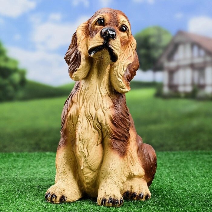 Садовая фигура "Собака Спаниель cидящий" рыжий, 35х25см от компании Интернет-гипермаркет «MOLL» - фото 1