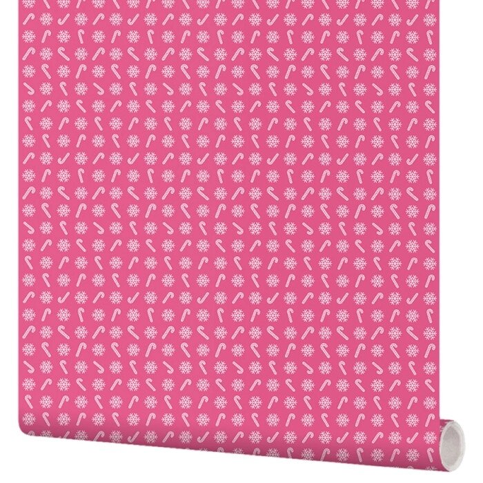 Самоклеящаяся пленка Дизайн 53-263 Новый Год снежинки и конфета на розовом 0,53х1,35 м от компании Интернет-гипермаркет «MOLL» - фото 1