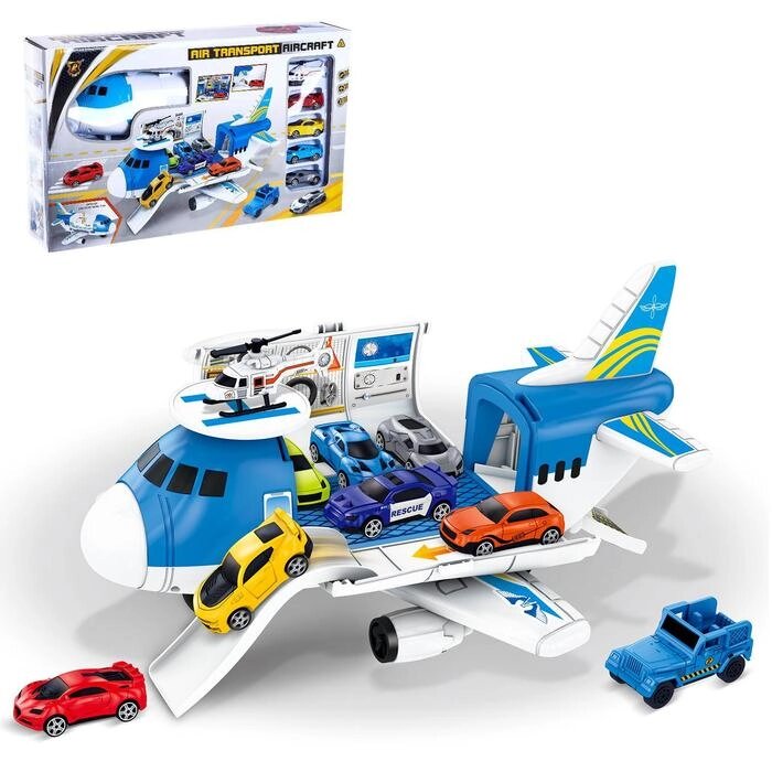 Самолёт - парковка "Авиабаза", с 4 машинками и вертолётом от компании Интернет-гипермаркет «MOLL» - фото 1