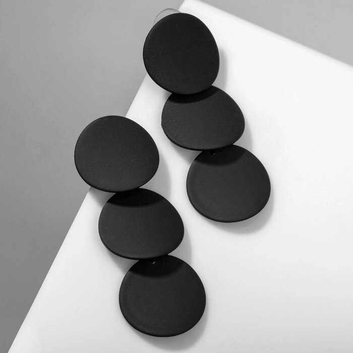 Серьги металл "Азелия" круги, трио, цвет чёрный от компании Интернет-гипермаркет «MOLL» - фото 1