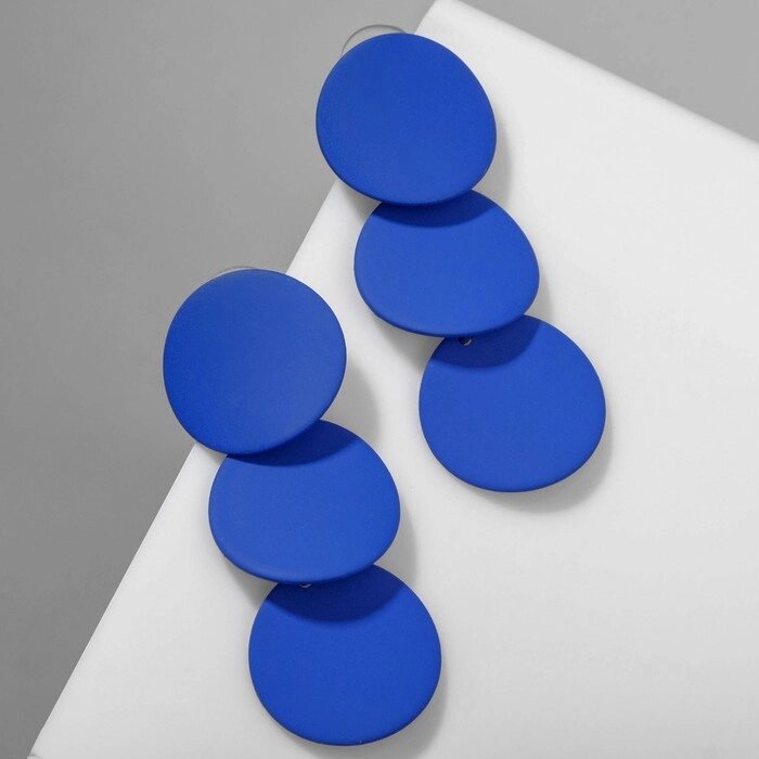 Серьги металл "Азелия" круги, трио, цвет синий от компании Интернет-гипермаркет «MOLL» - фото 1