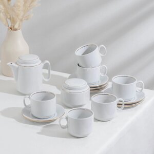 Сервиз чайный "Комфорт", 14 предметов: чайник 500 мл, 6 чашек 220 мл, 6 блюдец 14 cм, сахарница 285 мл