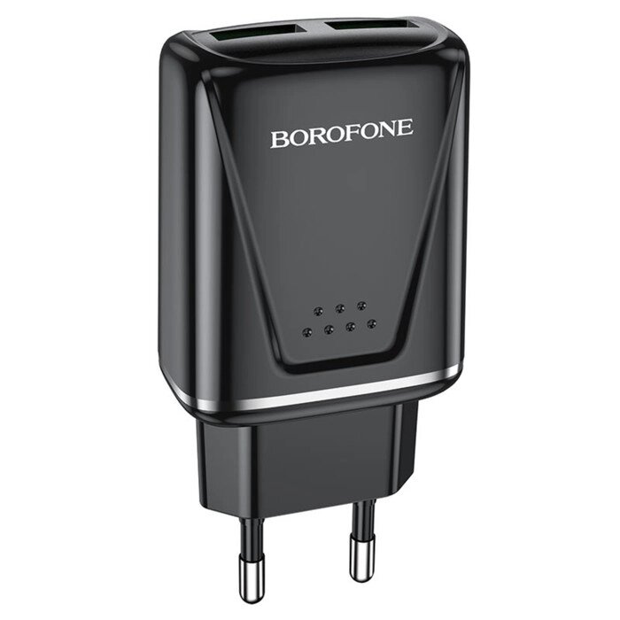 Сетевое зарядное устройство Borofone BA54A, 2xUSB, QC3.0, 3 А, чёрное от компании Интернет-гипермаркет «MOLL» - фото 1