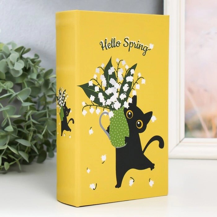 Сейф-книга дерево кожзам "Чёрный кот с ландышами в вазе" 21х13х5 см от компании Интернет-гипермаркет «MOLL» - фото 1