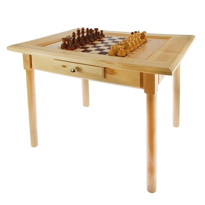 Шахматный стол с ящиком (80х69х76 см, игровое поле 36х36 см, король h=11.5 см) от компании Интернет-гипермаркет «MOLL» - фото 1