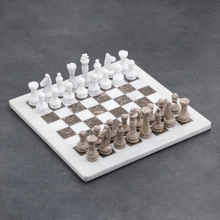 Шахматы "Элит", серый/белый, доска 30х30 см, оникс от компании Интернет-гипермаркет «MOLL» - фото 1