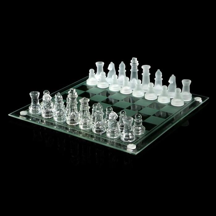 Шахматы настольные, стеклянная доска 2424 см, прозрачная от компании Интернет-гипермаркет «MOLL» - фото 1