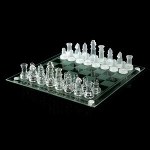 Шахматы настольные, стеклянная доска 2424 см, прозрачная