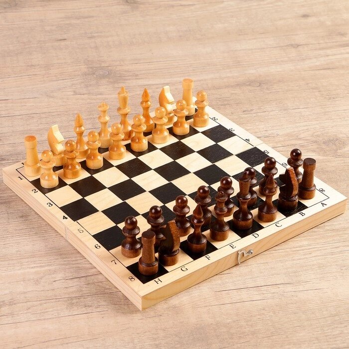 Шахматы "Школьник" (доска дерево 29х29 см, фигуры дерево, король h=7.2 см, пешка h=4.5 см) микс от компании Интернет-гипермаркет «MOLL» - фото 1