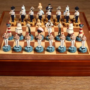 Шахматы сувенирные "Морские истории"доска 36х36х6 см, h=8 см, h=6 см)