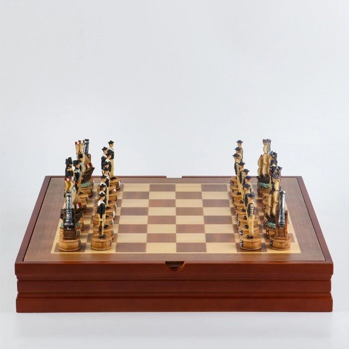 Шахматы сувенирные "Морское сражение" (доска 36х36х6 см, h=8 см, h=6.5 см) от компании Интернет-гипермаркет «MOLL» - фото 1