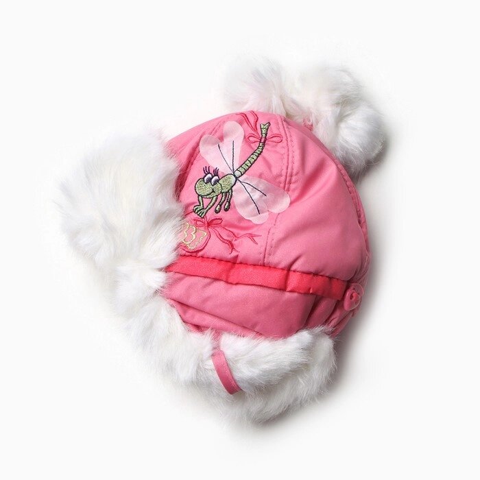 Шапка "Стрекоза" для девочки, цвет розовый/белый, размер 46 от компании Интернет-гипермаркет «MOLL» - фото 1