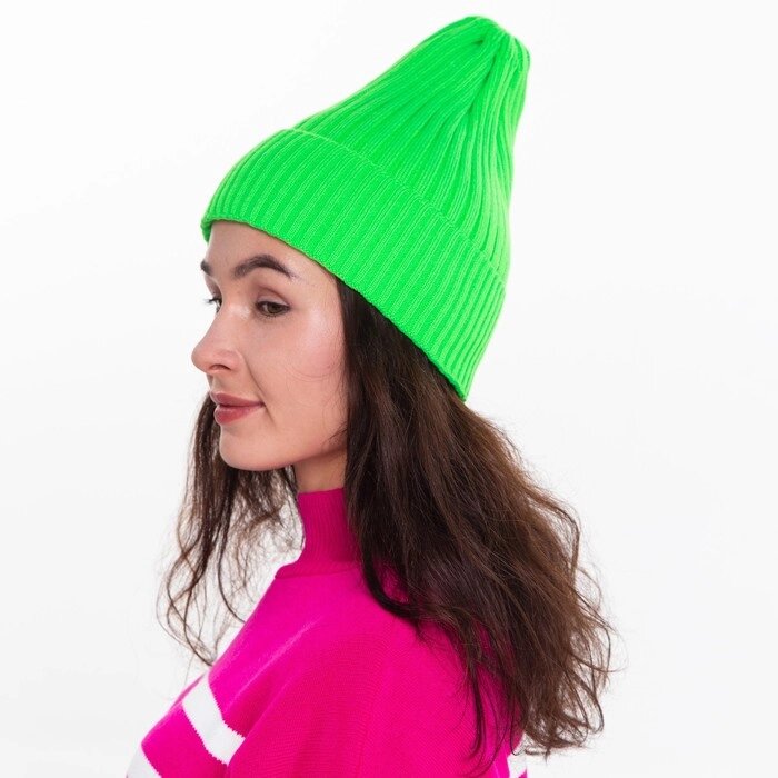 Шапка женская зимняя, цвет зелёный, размер 52-56 от компании Интернет-гипермаркет «MOLL» - фото 1