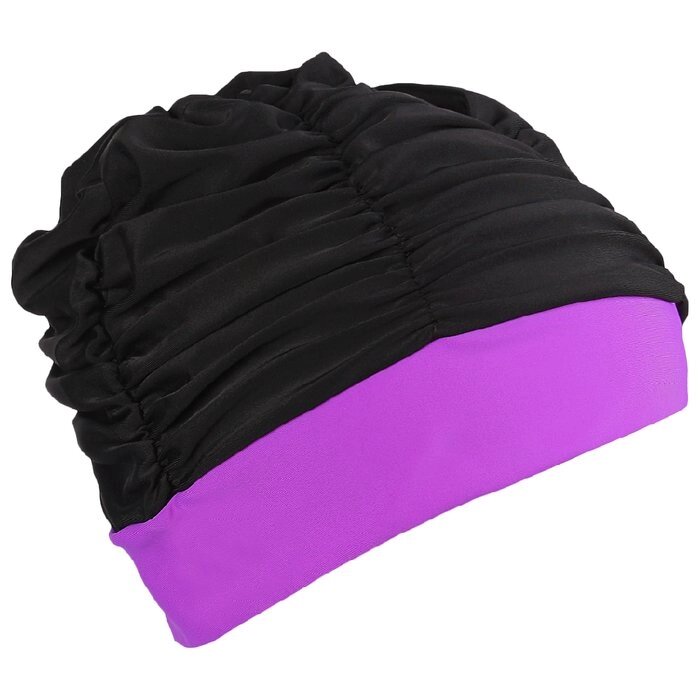 Шапочка для плавания объемная двухцветная, лайкра , цвет чёрно-фиолетовый от компании Интернет-гипермаркет «MOLL» - фото 1