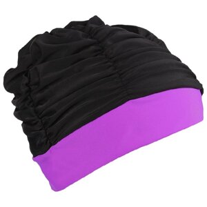 Шапочка для плавания объемная двухцветная, лайкра , цвет чёрно-фиолетовый