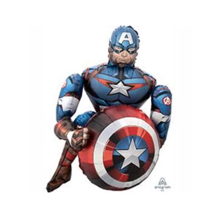 Шар фольгированный 39" "Мстители. Капитан Америка", ходячий от компании Интернет-гипермаркет «MOLL» - фото 1