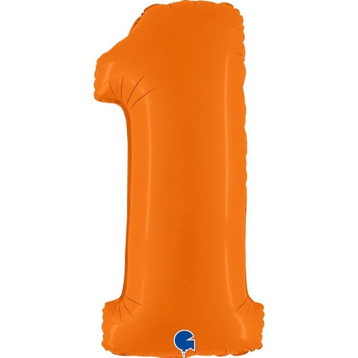 Шар фольгированный 40" цифра "1", оранжевый сатин от компании Интернет-гипермаркет «MOLL» - фото 1