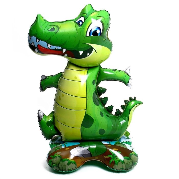 Шар фольгированный 40" "Крокодил", зеленый, на подставке от компании Интернет-гипермаркет «MOLL» - фото 1
