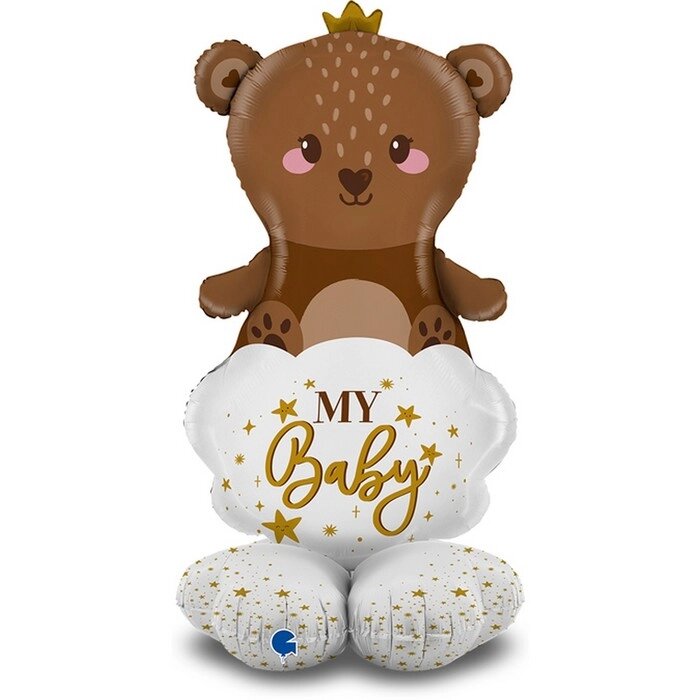 Шар фольгированный 47" фигура "Медвежонок для малыша, на подставке" от компании Интернет-гипермаркет «MOLL» - фото 1