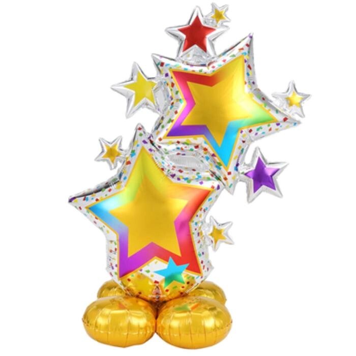 Шар фольгированный 59" фигура под воздух "Звезды разноцветные" от компании Интернет-гипермаркет «MOLL» - фото 1