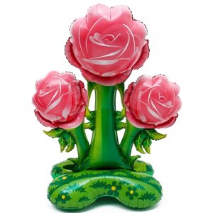 Шар фольгированный 63" Букет розовых роз", на подставке