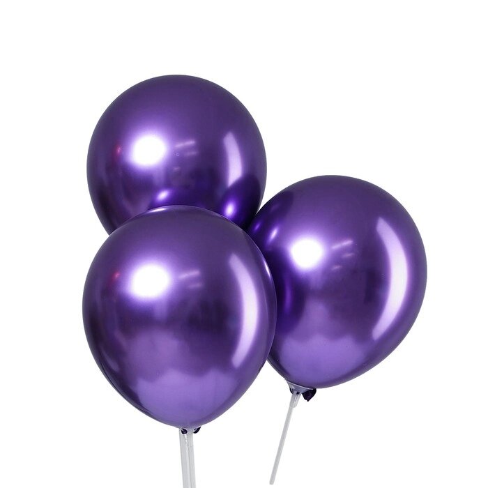 Шар латексный 12" "Хром", металл, набор 100 шт., цвет фиолетовый от компании Интернет-гипермаркет «MOLL» - фото 1