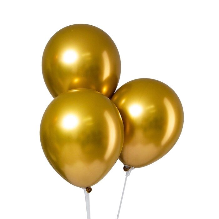 Шар латексный 12" "Хром", металл, набор 50 шт., цвет золотой от компании Интернет-гипермаркет «MOLL» - фото 1
