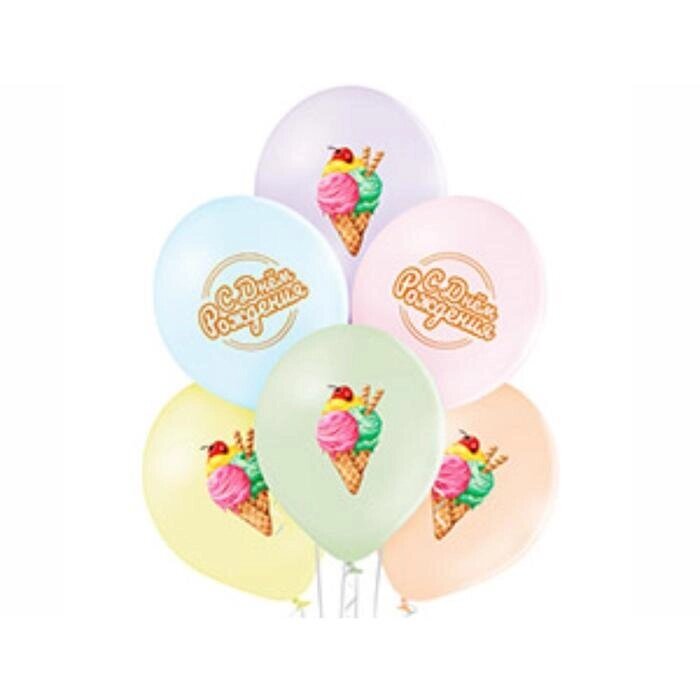 Шар латексный 14" "С днём рождения! Мороженое", макарунс, набор 25 шт. от компании Интернет-гипермаркет «MOLL» - фото 1