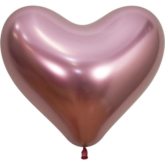 Шар латексный 14" сердце, Reflex, Розовый (909), хром,  набор 50 шт. от компании Интернет-гипермаркет «MOLL» - фото 1