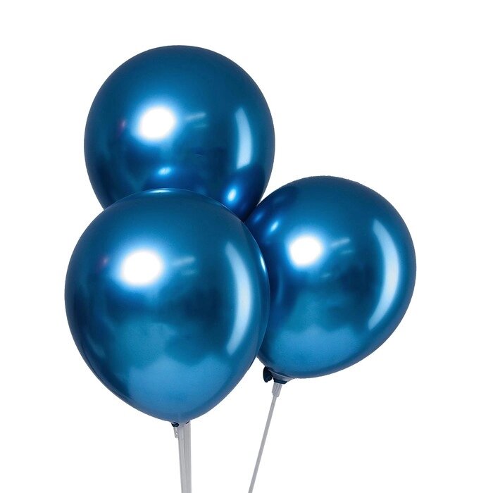 Шар латексный 9" "Хром", металл, набор 100 шт., цвет синий от компании Интернет-гипермаркет «MOLL» - фото 1