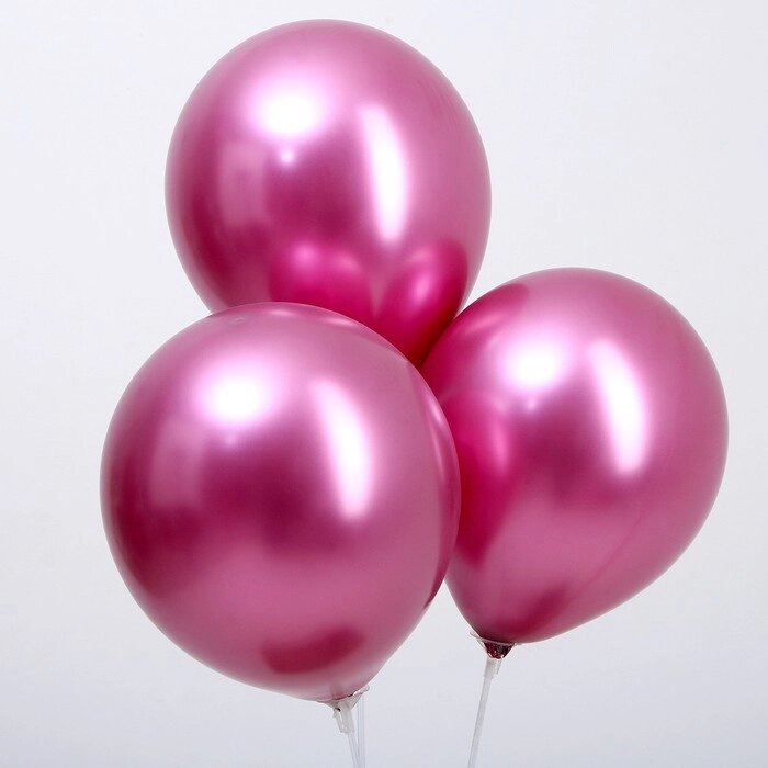 Шар латексный 9“, хром, набор 100 шт, цвет насыщенный розовый от компании Интернет-гипермаркет «MOLL» - фото 1