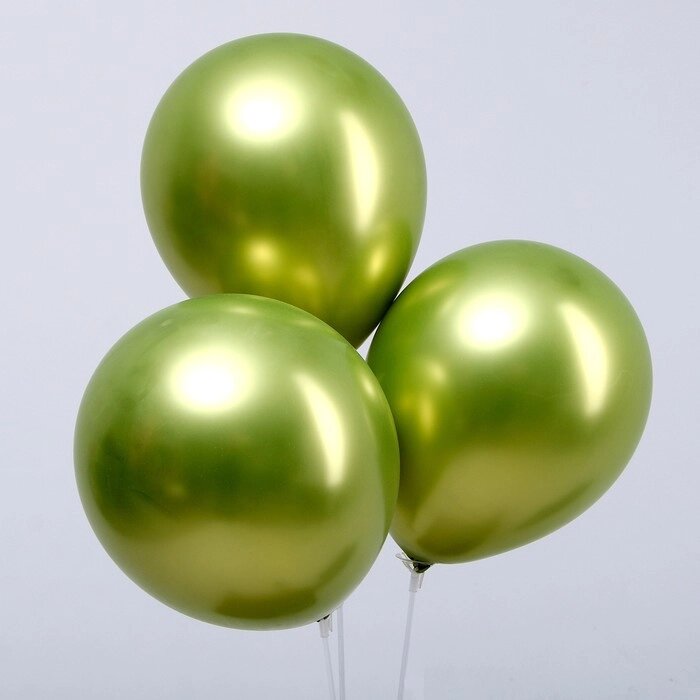 Шар латексный 9“, хром, набор 100шт, цвет фруктовый зеленый от компании Интернет-гипермаркет «MOLL» - фото 1