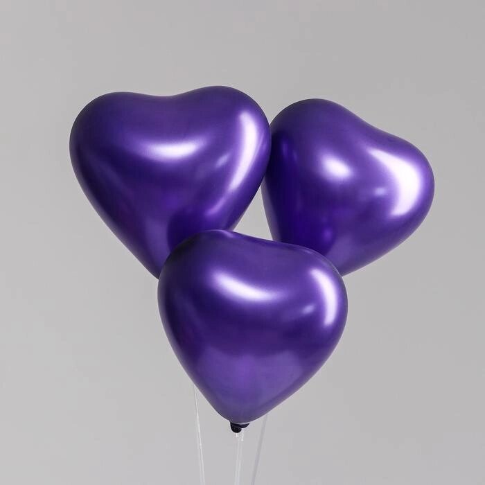 Шар латексный сердце 12", перламутровый, набор 100 шт, цвет фиолетовый от компании Интернет-гипермаркет «MOLL» - фото 1