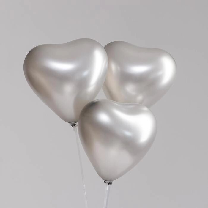 Шар латексный сердце 12", перламутровый, набор 100 шт, цвет серебро от компании Интернет-гипермаркет «MOLL» - фото 1