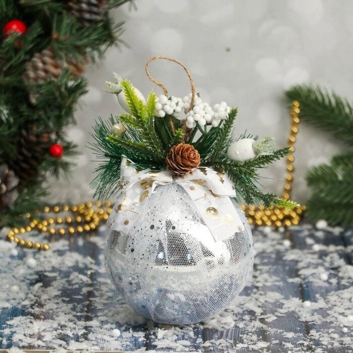 Шар пластик декор "Блеск рождества" сияние, 10х16 см, серебро от компании Интернет-гипермаркет «MOLL» - фото 1