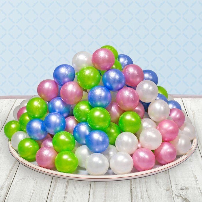 Шарики для сухого бассейна "Перламутровые", диаметр шара 7,5 см, набор 100 штук, цвет розовый, голубой, от компании Интернет-гипермаркет «MOLL» - фото 1