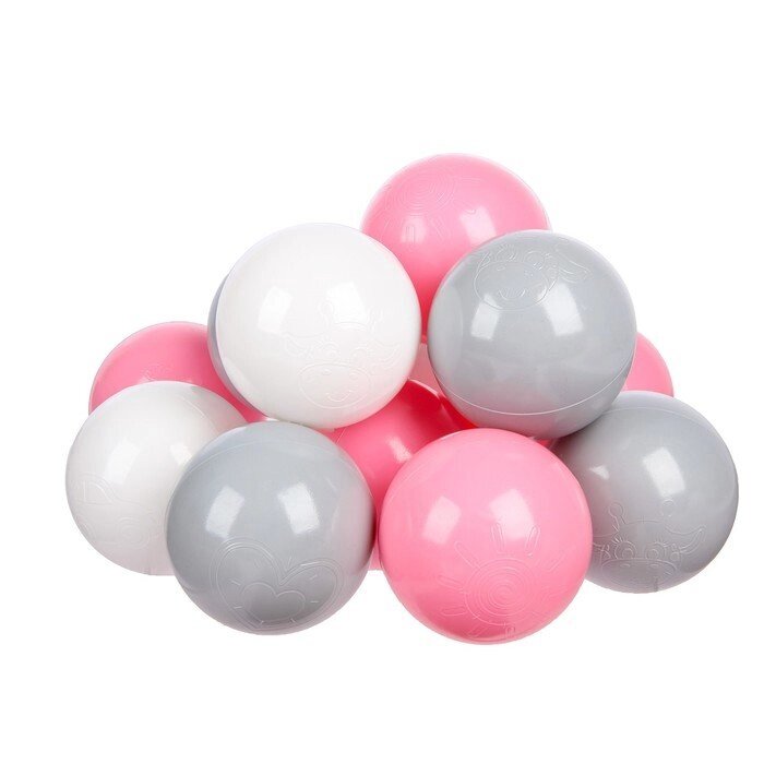 Шарики для сухого бассейна с рисунком, диаметр шара 7,5 см, набор 150 штук, цвет розовый, белый, серый от компании Интернет-гипермаркет «MOLL» - фото 1