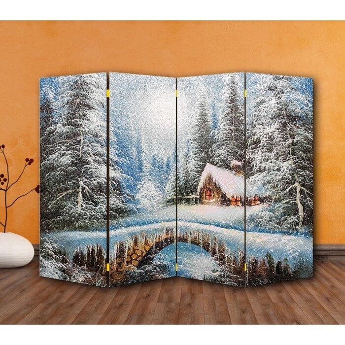 Ширма "Картина маслом. Зимний лес", 200  160 см от компании Интернет-гипермаркет «MOLL» - фото 1