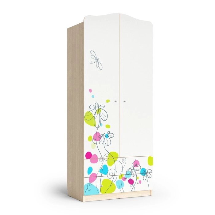 Шкаф 2-х дверный с ящиками Flowers, 800х450х1890, Шимо светлый от компании Интернет-гипермаркет «MOLL» - фото 1