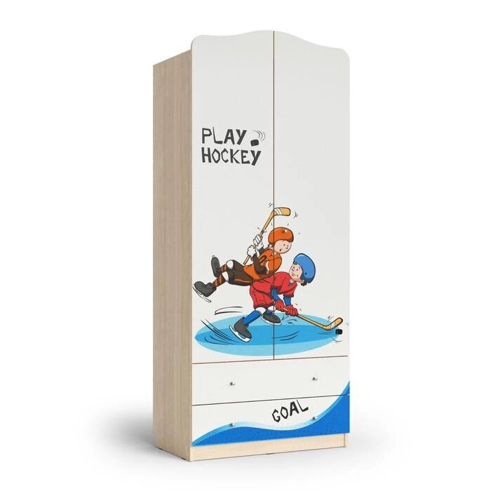 Шкаф 2-хдверный с ящиками 800*450*1890 ясень шимо светлый, хоккей от компании Интернет-гипермаркет «MOLL» - фото 1