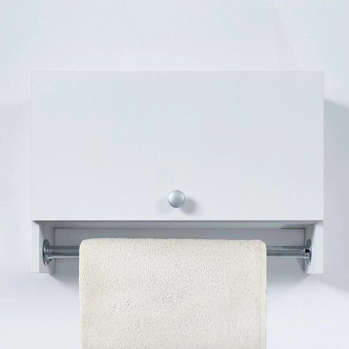 Шкаф подвесной со штангой для полотенец, с дверцами, белый, 60 х 15,4 х 40 см от компании Интернет-гипермаркет «MOLL» - фото 1