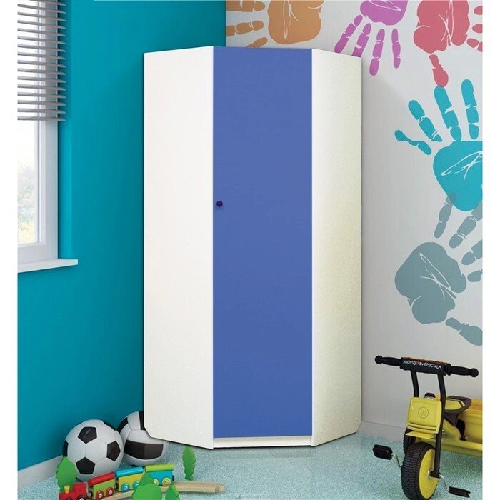 Шкаф угловой детский "Радуга", 850  850  2100 мм, цвет белый / синий от компании Интернет-гипермаркет «MOLL» - фото 1