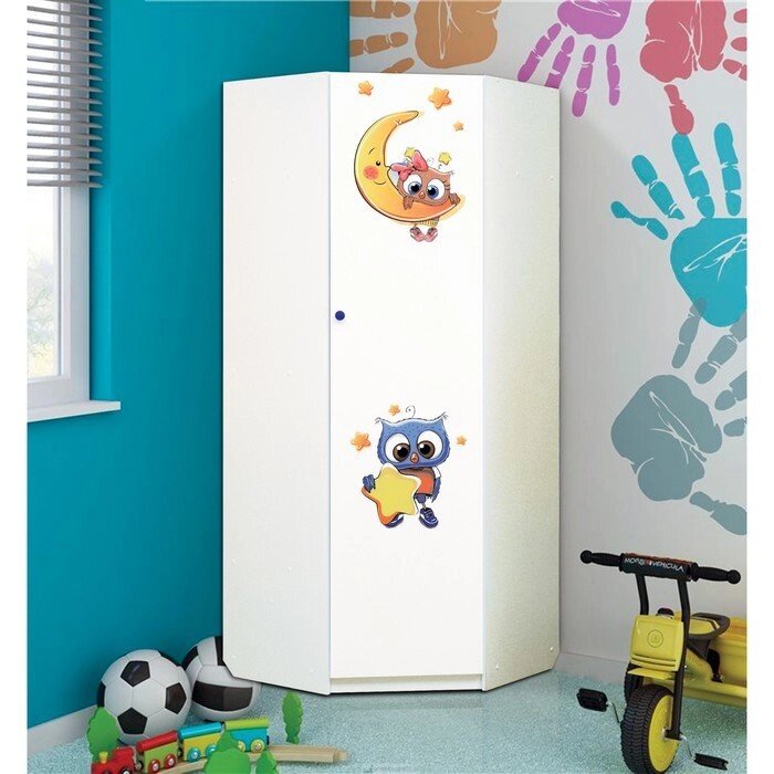Шкаф угловой детский "Совята 2.1", 850  850  2100 мм, цвет белый от компании Интернет-гипермаркет «MOLL» - фото 1