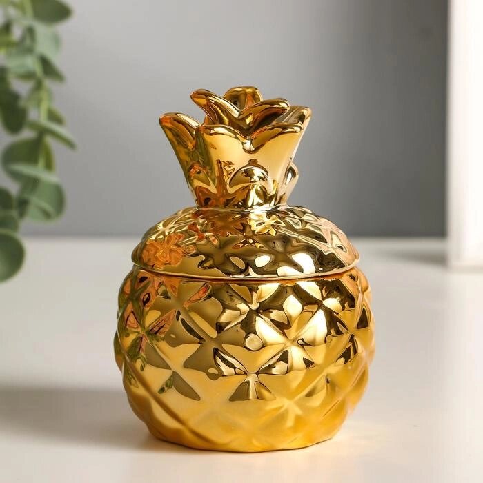 Шкатулка керамика "Золотой ананас" 10х8х8 см от компании Интернет-гипермаркет «MOLL» - фото 1