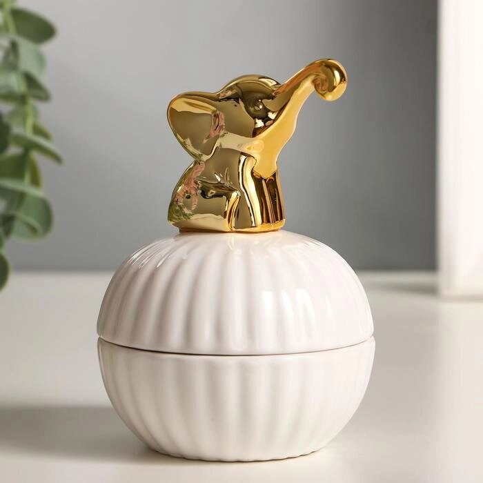 Шкатулка керамика "Золотой слонёнок" 11,3х8х8 см от компании Интернет-гипермаркет «MOLL» - фото 1